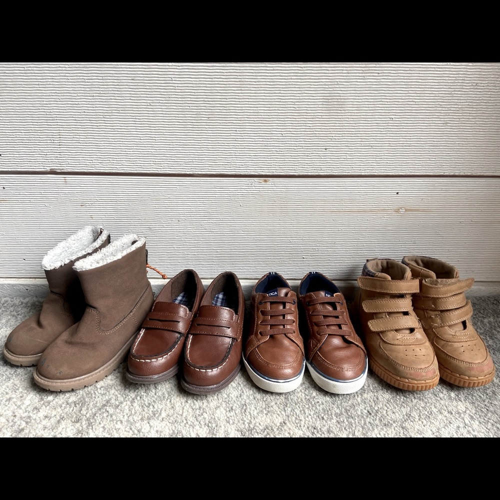 Boys brown shoes size 8 and loafers size 9